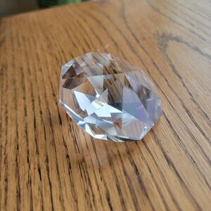 Diamond shaped clear crystal glass paperweight or suncatcher